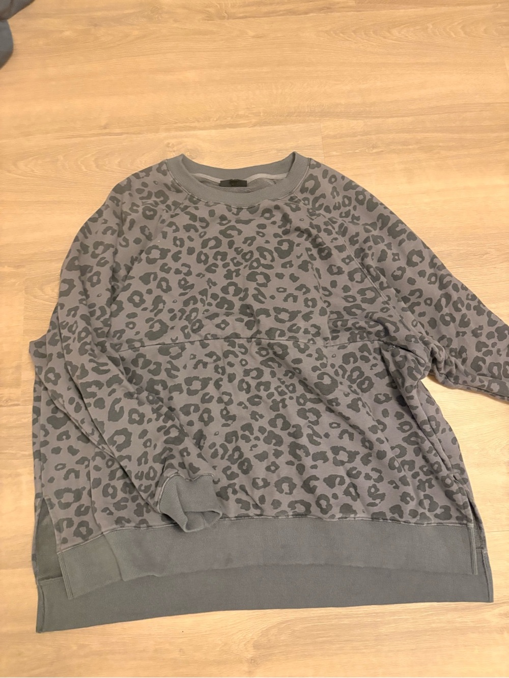 Nursing Queen Gray Leopard-Print Crewneck Sweater